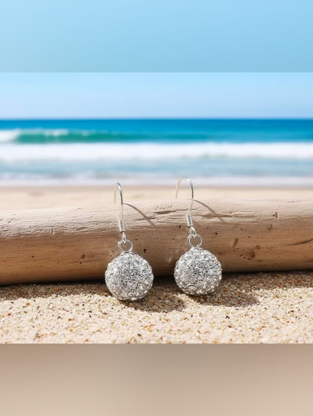 $8 Each Or Bundle 5/$20 Dainty Silver Crystal Pave Ball Drop Earrings